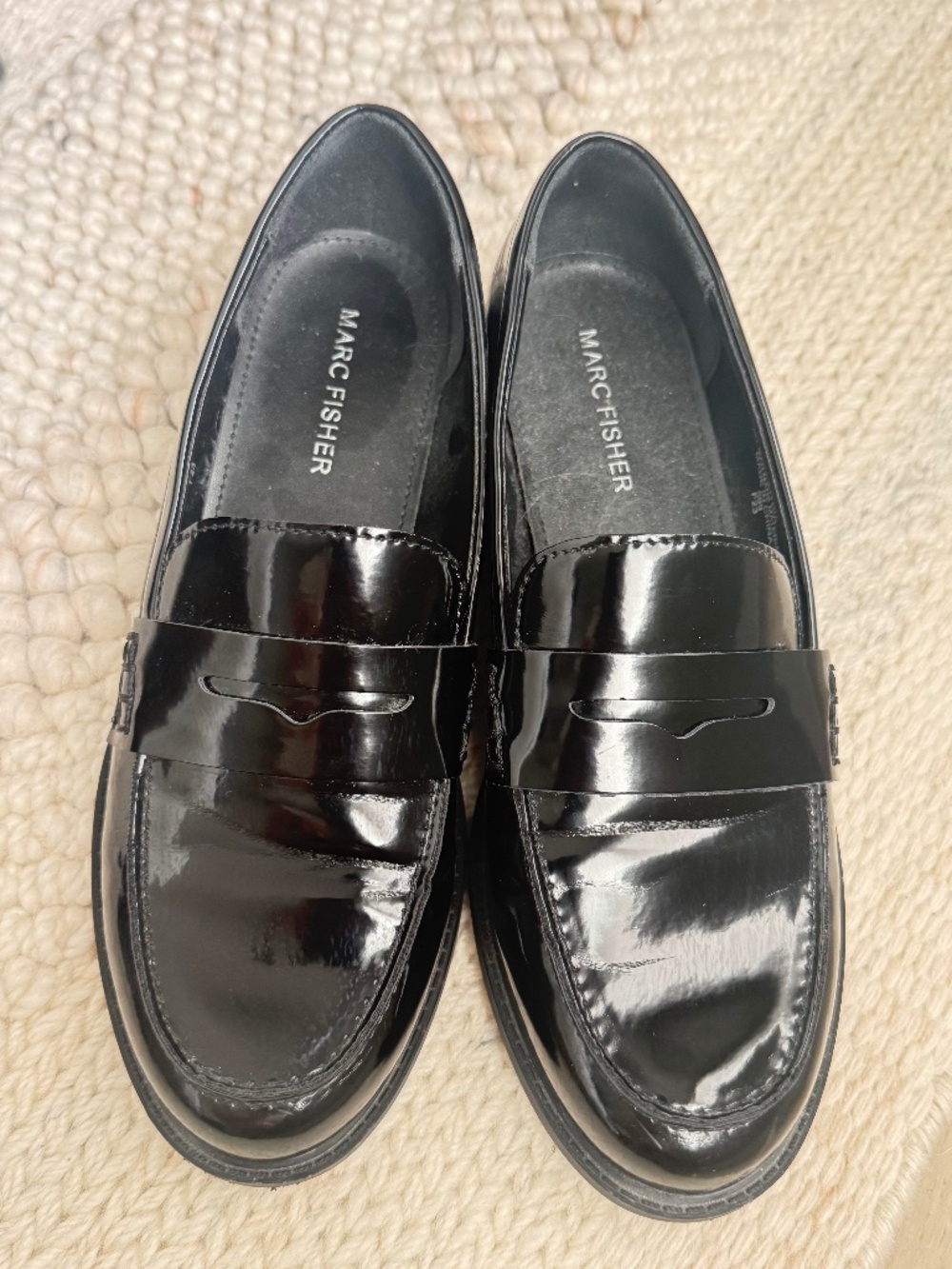 Marc Fisher Black Patent Penny Loafer Women's Size 6.5